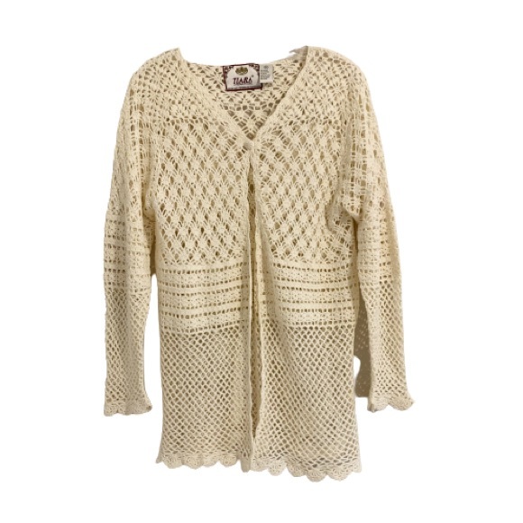Vintage Sweater Cardigan Cottagecore Twee Knit Long Line Long Sleeve Sweater - Picture 1 of 13